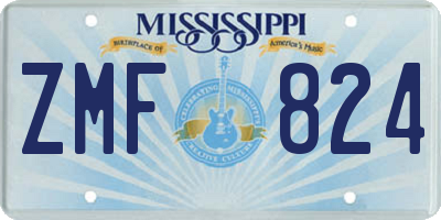 MS license plate ZMF824