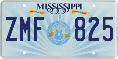 MS license plate ZMF825