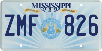 MS license plate ZMF826