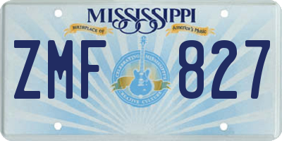 MS license plate ZMF827