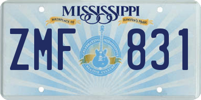 MS license plate ZMF831