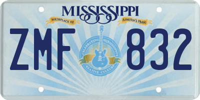 MS license plate ZMF832