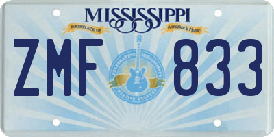 MS license plate ZMF833