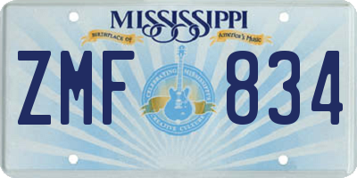 MS license plate ZMF834