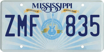 MS license plate ZMF835