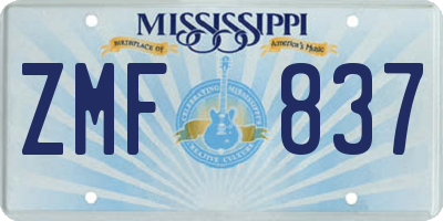 MS license plate ZMF837