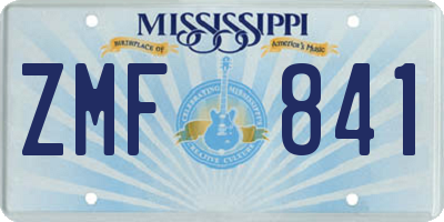 MS license plate ZMF841
