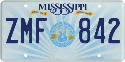 MS license plate ZMF842