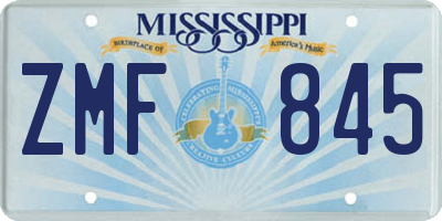 MS license plate ZMF845