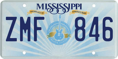 MS license plate ZMF846