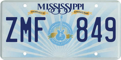 MS license plate ZMF849
