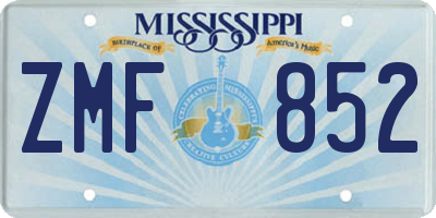 MS license plate ZMF852