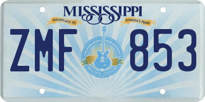 MS license plate ZMF853