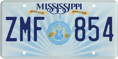 MS license plate ZMF854