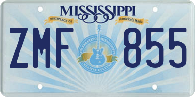 MS license plate ZMF855