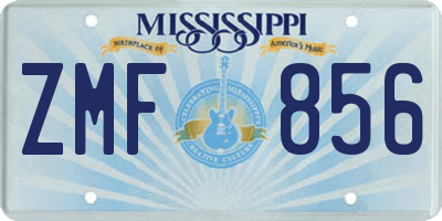 MS license plate ZMF856