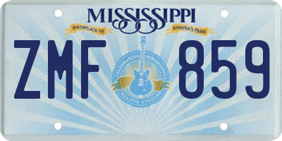 MS license plate ZMF859