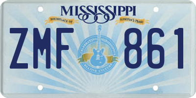 MS license plate ZMF861