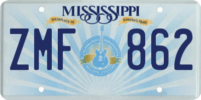 MS license plate ZMF862