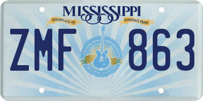 MS license plate ZMF863