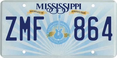 MS license plate ZMF864