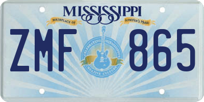 MS license plate ZMF865