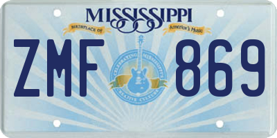 MS license plate ZMF869