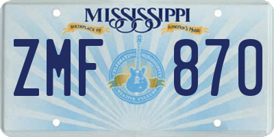 MS license plate ZMF870