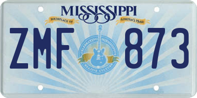 MS license plate ZMF873