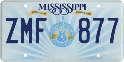 MS license plate ZMF877