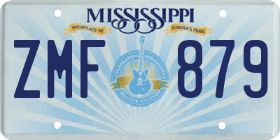 MS license plate ZMF879