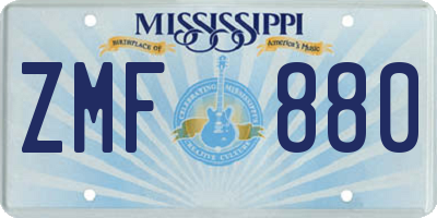 MS license plate ZMF880