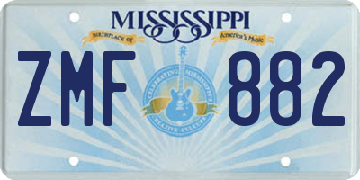 MS license plate ZMF882