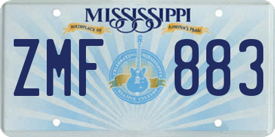 MS license plate ZMF883