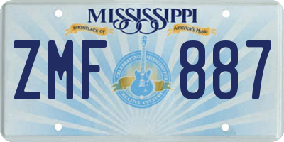 MS license plate ZMF887