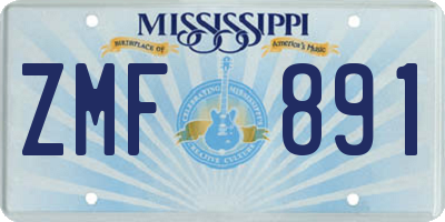 MS license plate ZMF891