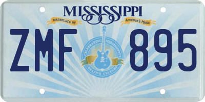 MS license plate ZMF895
