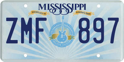 MS license plate ZMF897