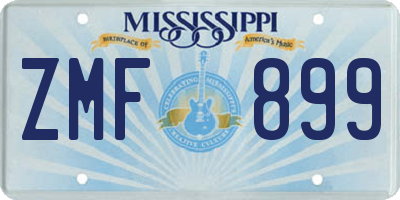 MS license plate ZMF899