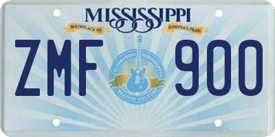 MS license plate ZMF900