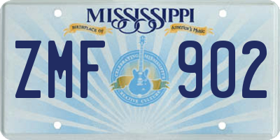 MS license plate ZMF902