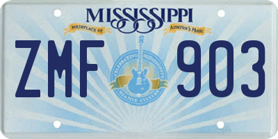 MS license plate ZMF903