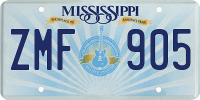 MS license plate ZMF905