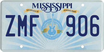 MS license plate ZMF906