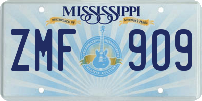 MS license plate ZMF909