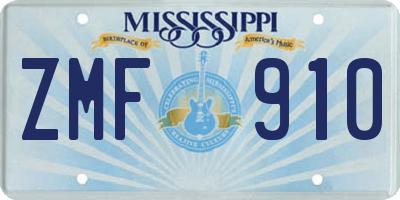 MS license plate ZMF910