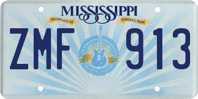 MS license plate ZMF913