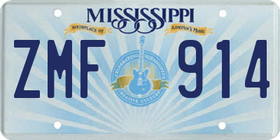 MS license plate ZMF914