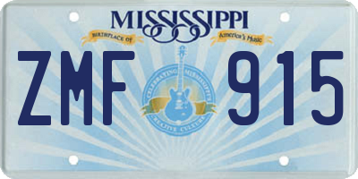 MS license plate ZMF915