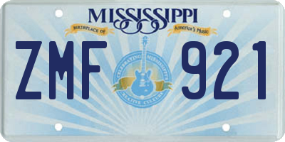 MS license plate ZMF921
